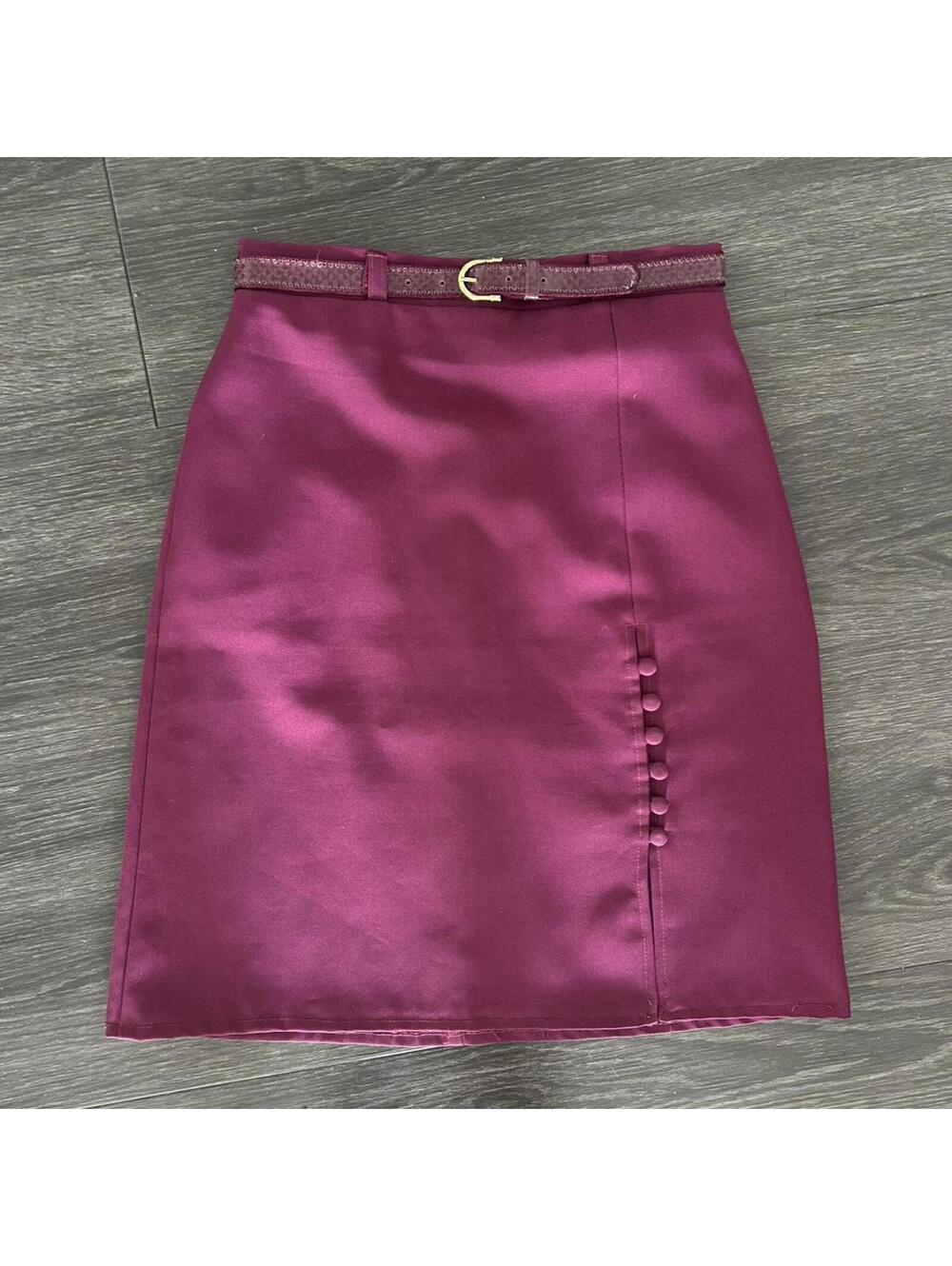Frederick’s of Hollywood burgundy skirt with belt